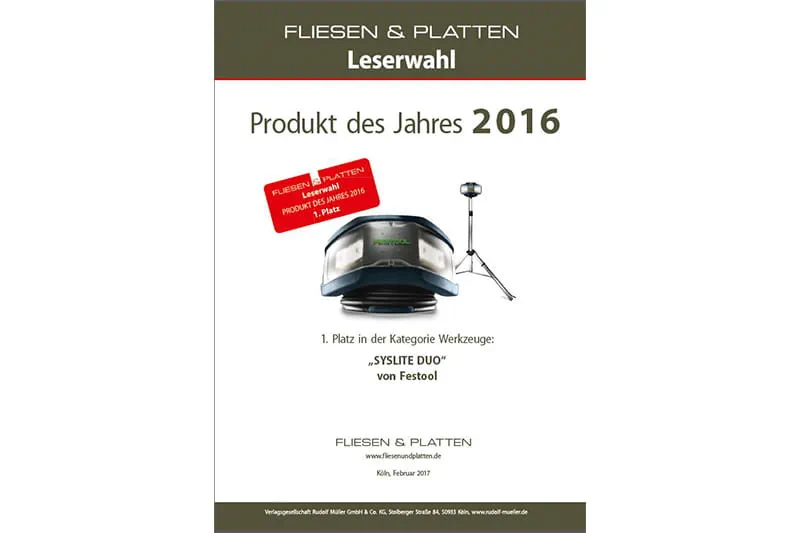 2016년 올해의 제품 - Festool Syslite Duo